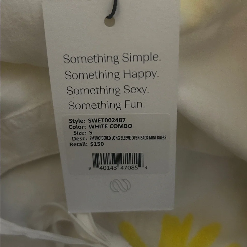 Something navy White Dress with Yellow Floral Pattern sz s nwt - Picture 2 of 4